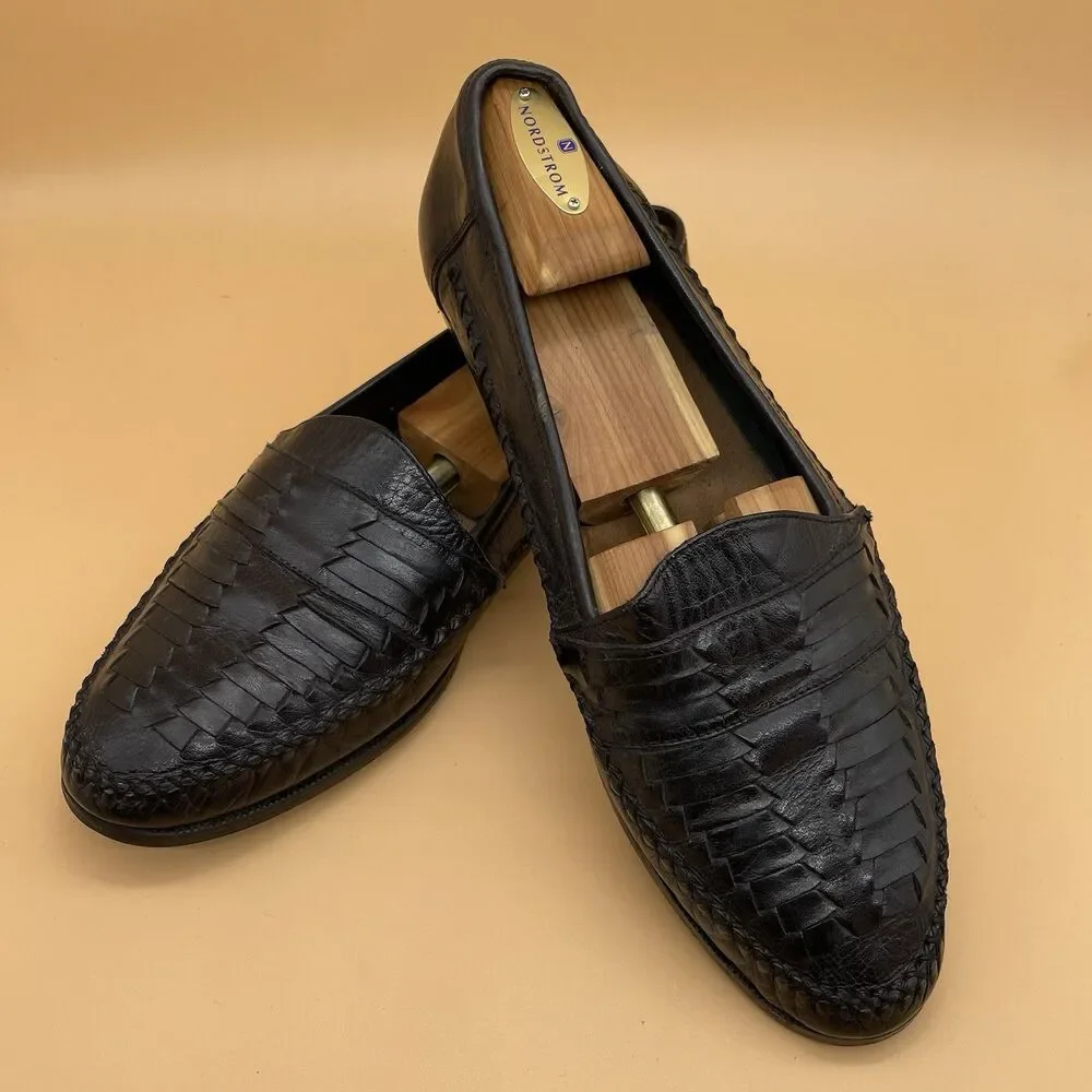 Deer Stags Palermo Leather Loafers Men's Size 10.5 M Black Weave Comfort Arch